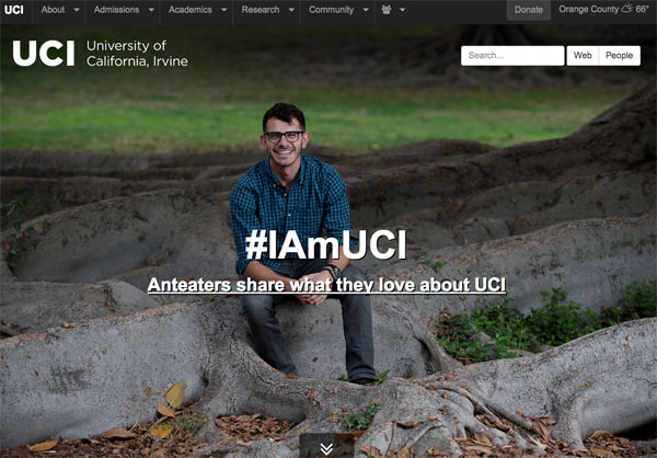 #IAmUCI homepage screenshot