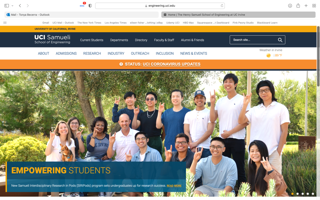 SIRI Pod students and staff on UCI Engineering homepage